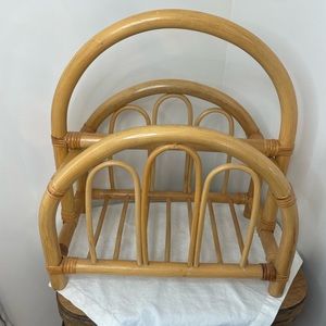 Vintage Bamboo Magazine Rack mid century